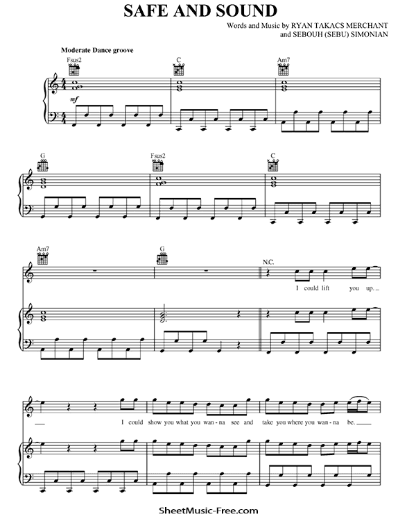 how to play safe and sound on piano sheet music