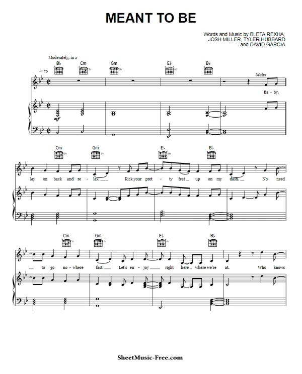 Meant To Be Sheet Music Bebe Rexha feat Florida Georgia Line
