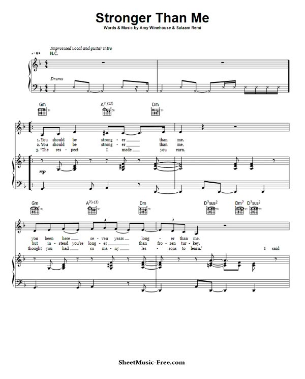 Amy winehouse you should be stronger than me lyrics Download Stronger Than Me Sheet Music Amy Winehouse Download