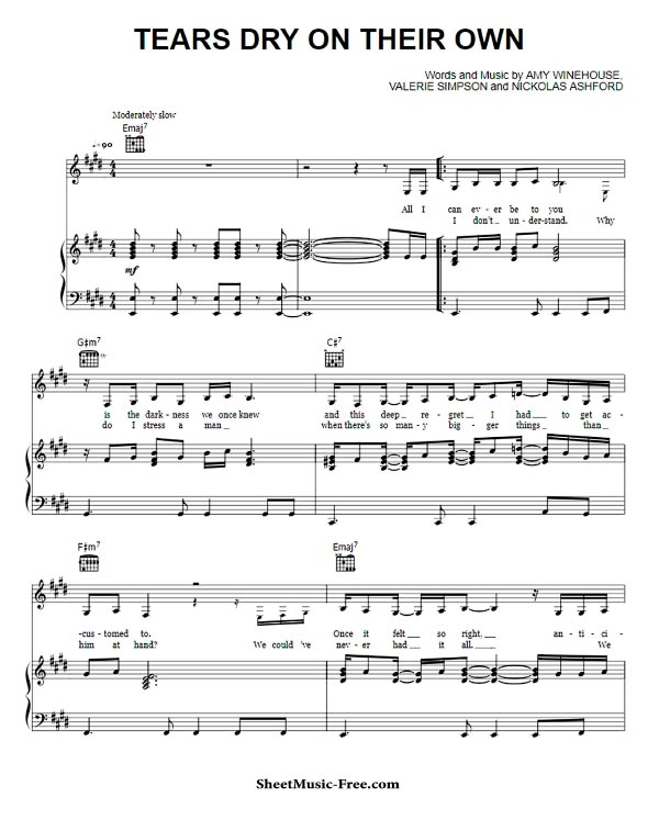 Tears Dry On Their Own Sheet Music Amy Winehouse