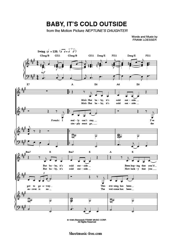 Baby It’s Cold Outside Sheet Music Christmas