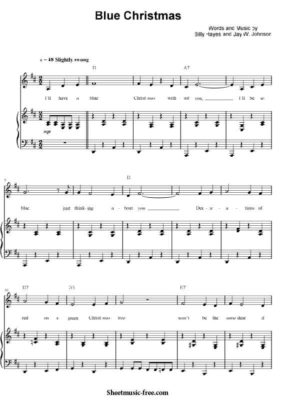Blue Christmas Sheet Music Elvis Presley Download Blue Christmas Piano Sheet Music Free PDF Download