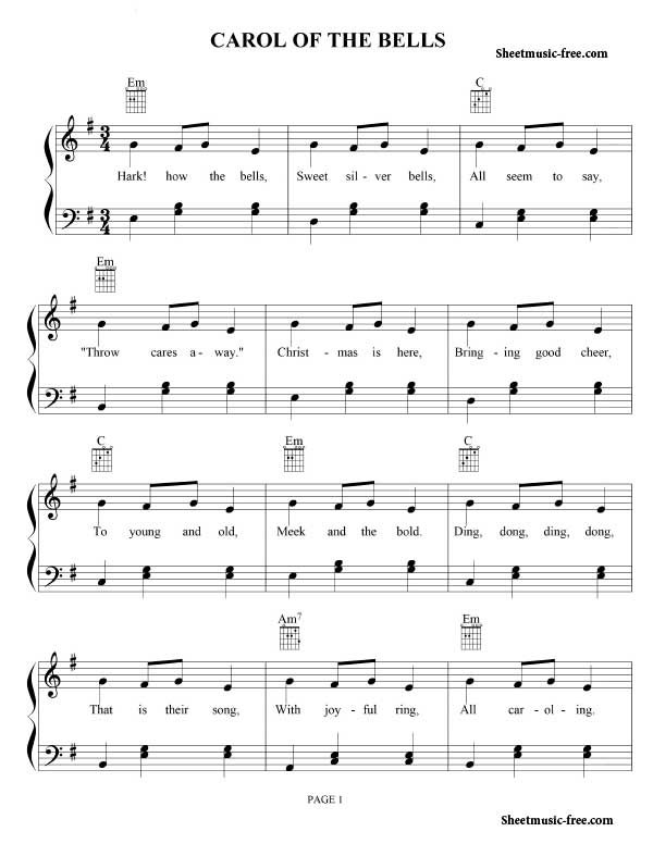 Carol Of The Bells Sheet Music Christmas Sheet Music Download Carol Of The Bells Piano Sheet Music Free PDF Download