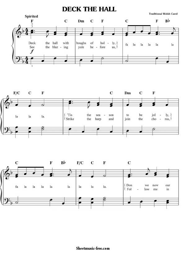 Download Deck The Hall Sheet Music Christmas Download