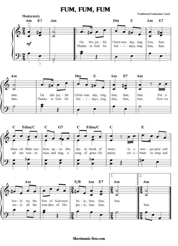 Fum Fum Fum Sheet Music Christmas Sheet Music Download Fum Fum Fum Piano Sheet Music Free PDF Download