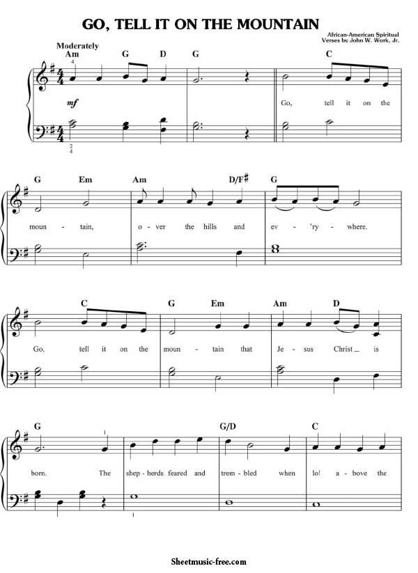 Go Tell It On The Mountain Sheet Music Christmas Sheet Music Download Go Tell It On The Mountain Piano Sheet Music Free PDF Download