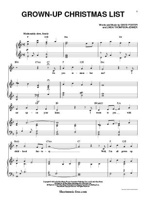Grown Up Christmas List Sheet Music Michael Buble Download Grown Up Christmas List Piano Sheet Music Free PDF Download