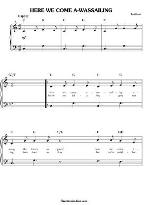 Here We Come A Wassailing Sheet Music Christmas Sheet Music Download Here We Come A Wassailing Piano Sheet Music Free PDF Download