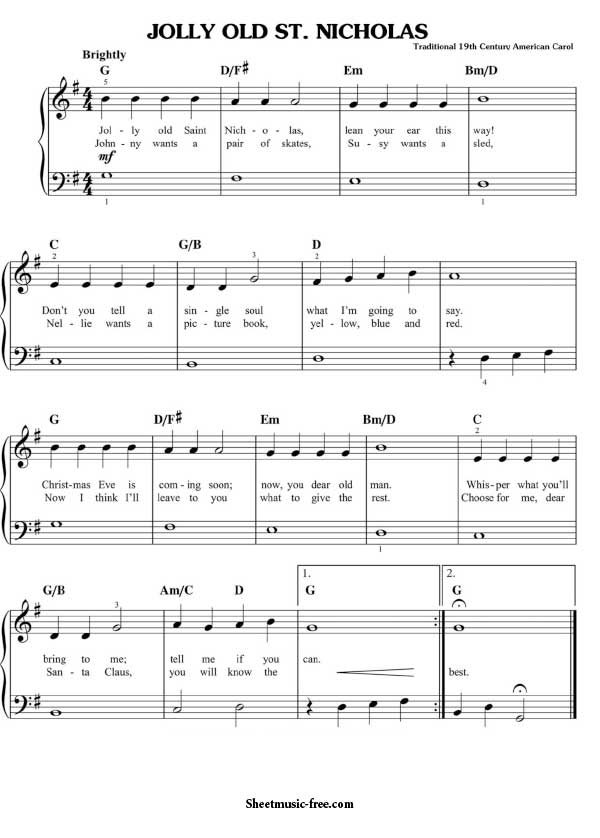 Jolly Old ST Nicholas Sheet Music Christmas Sheet Music Download Jolly Old ST Nicholas Piano Sheet Music Free PDF Download