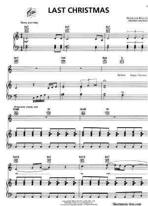 Last Christmas Sheet Music George Michael Download Last Christmas Piano Sheet Music Free PDF Download
