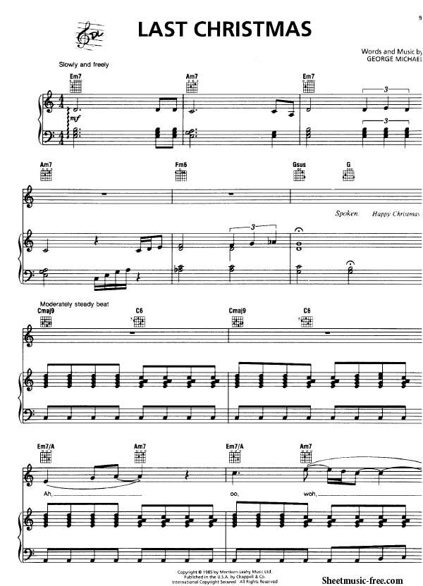 Last Christmas Sheet Music George Michael Download Last Christmas Piano Sheet Music Free PDF Download