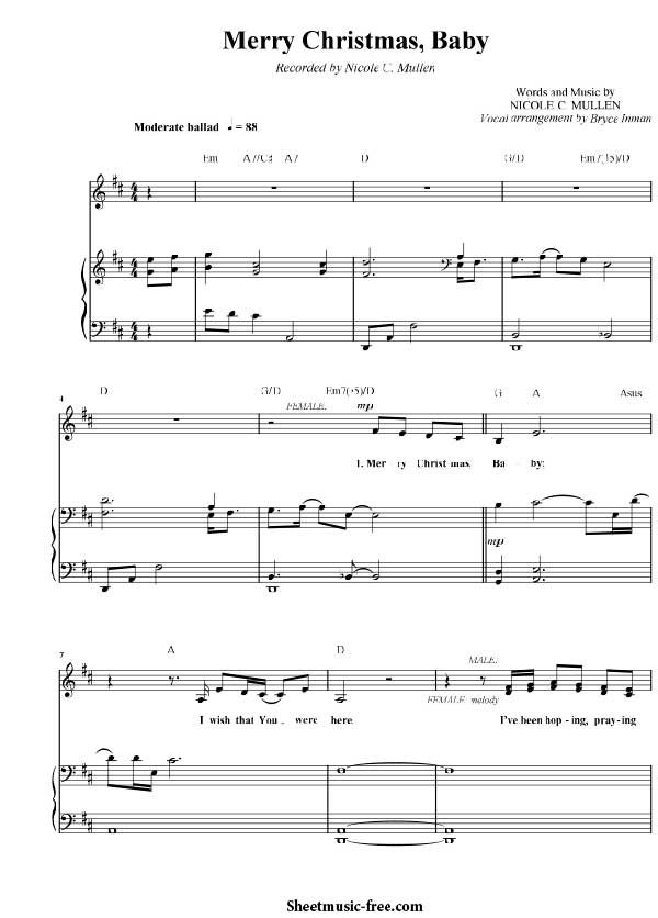 Merry Christmas Baby Sheet Music Christmas Carol Download Merry Christmas Baby Piano Sheet Music Free PDF Download
