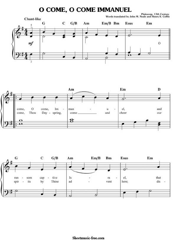O Come O Come Immanuel Sheet Music Christmas Sheet Music Download O Come O Come Immanuel Piano Sheet Music Free PDF Download