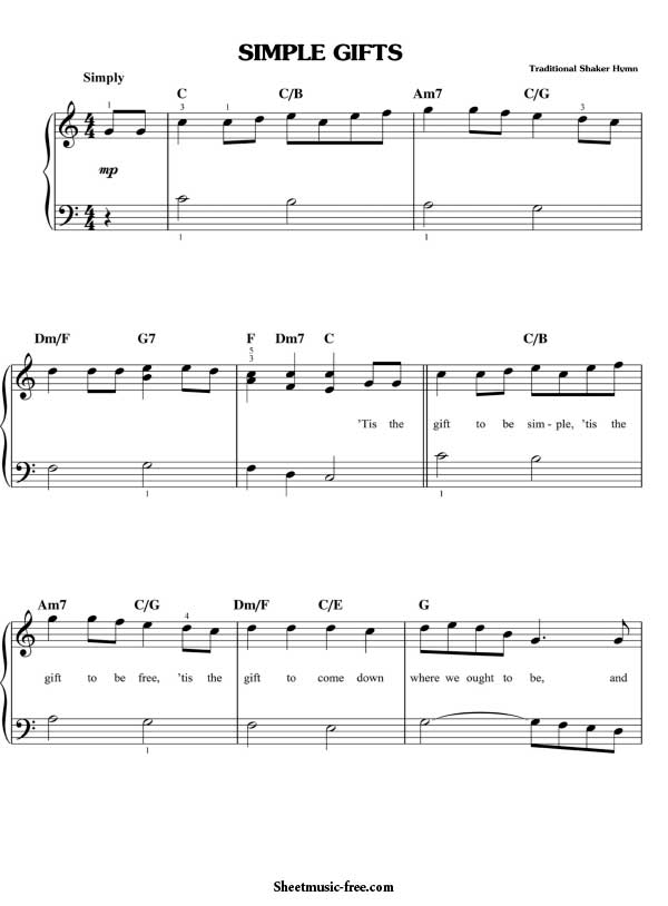 Download Simple Gifts Sheet Music Shaker Hymn – Download