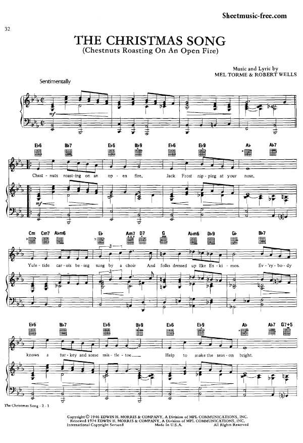 The Christmas Song Sheet Music Nat King Cole Download The Christmas Song Piano Sheet Music Free PDF Download