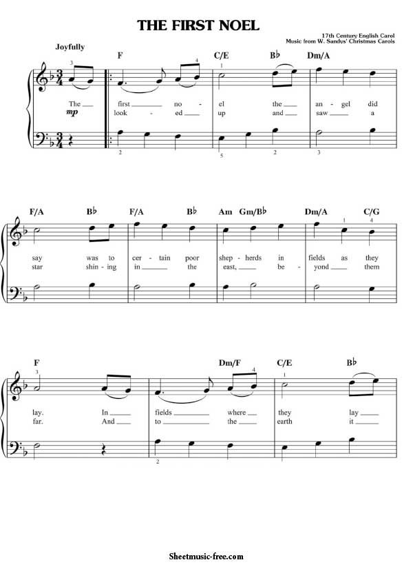 The First Noel Sheet Music Christmas Sheet Music Download The First Noel Piano Sheet Music Free PDF Download