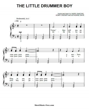 The Little Drummer Boy Easy Piano Sheet Music