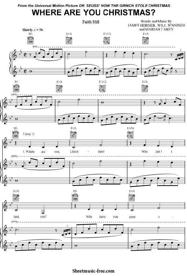 Where Are You Christmas Sheet Music Faith Hill Download Where Are You Christmas Piano Sheet Music Free PDF Download