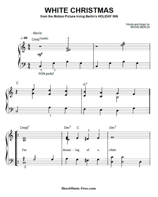 White Christmas Sheet Music Easy Piano