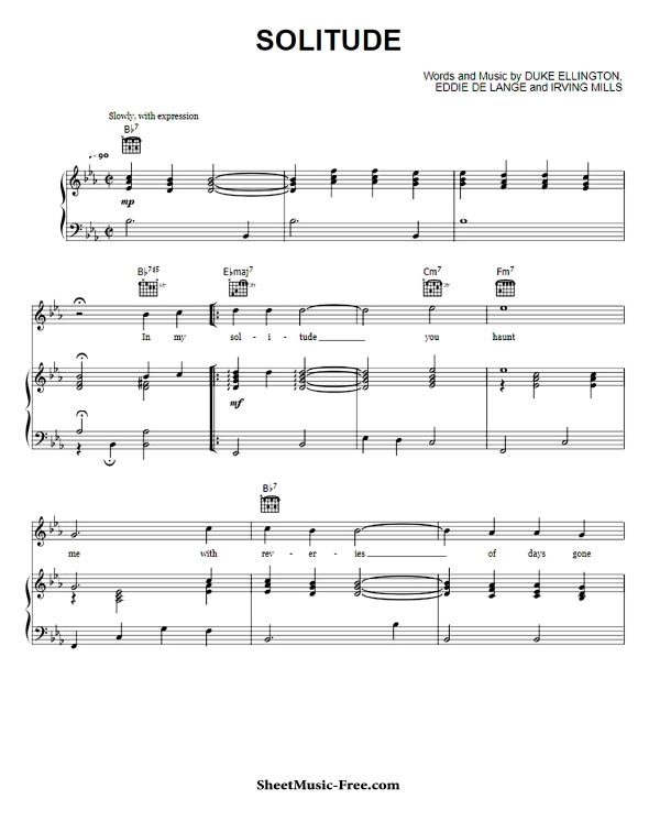 Solitude Sheet Music pdf Duke Ellington