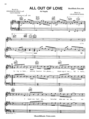 Download All Out Of Love Sheet Music Air Supply