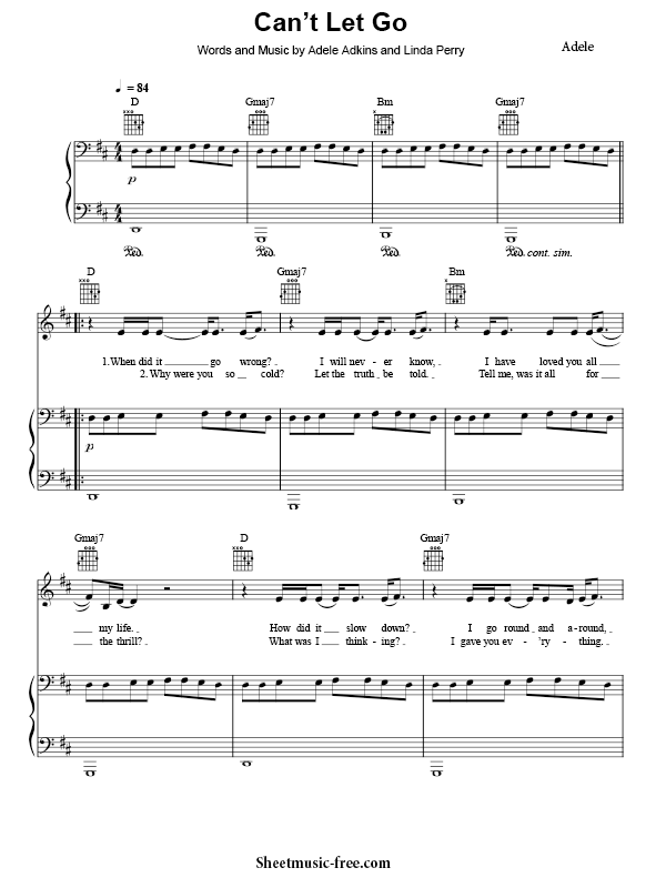Can't Let Go Sheet Music Adele PDF Free Download