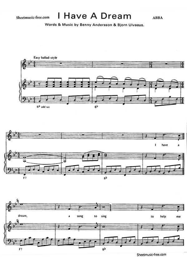 I Have A Dream Sheet Music ABBA PDF Version 2