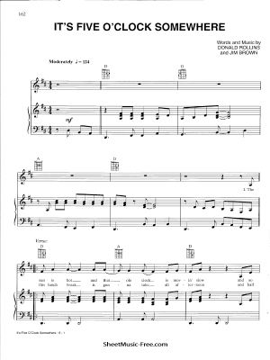 Download It’s Five O’Clock Somewhere Sheet Music Alan Jackson