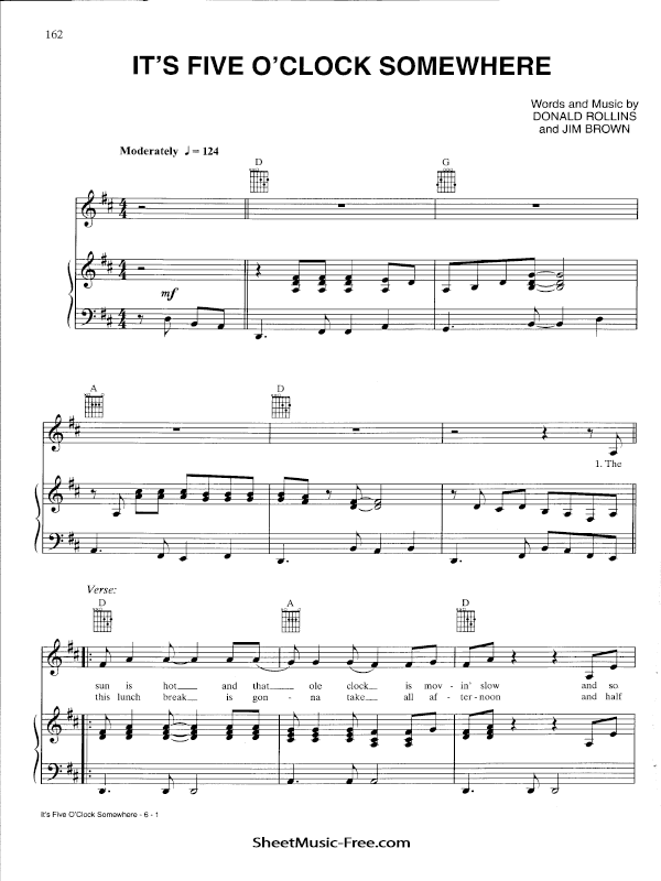 It's Five O'Clock Somewhere Sheet Music Alan Jackson PDF Free Download