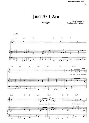 Download Just As I Am Sheet Music Air Supply