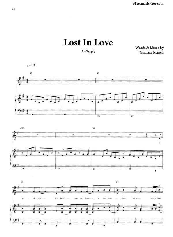 Lost In Love Sheet Music Air Supply PDF Free Download