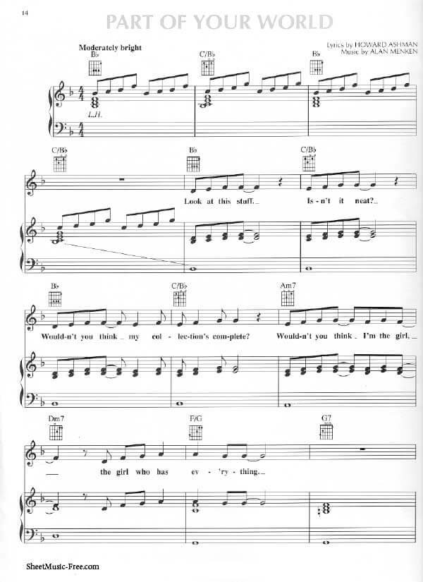 Part of Your World Sheet Music From The Little Mermaid Alan Menken PDF Free Download