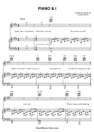 Piano And I Sheet Music PDF Alicia Keys Free Download