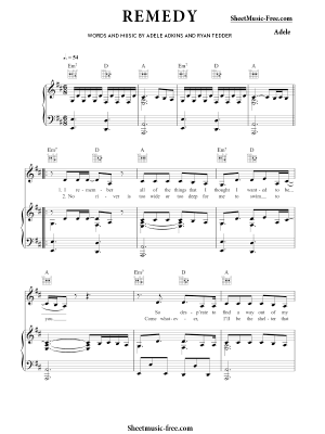 Remedy Sheet Music Adele PDF Free Download