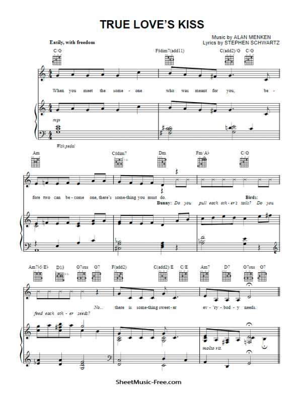 True Love's Kiss Sheet Music Alan Menken PDF Free Download