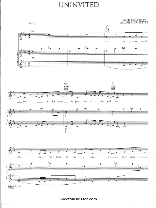 Uninvited Sheet Music PDF Alanis Morissette Free Download
