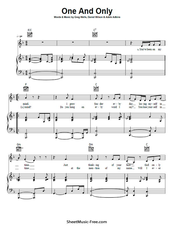 One And Only Sheet Music Adele PDF Free Download