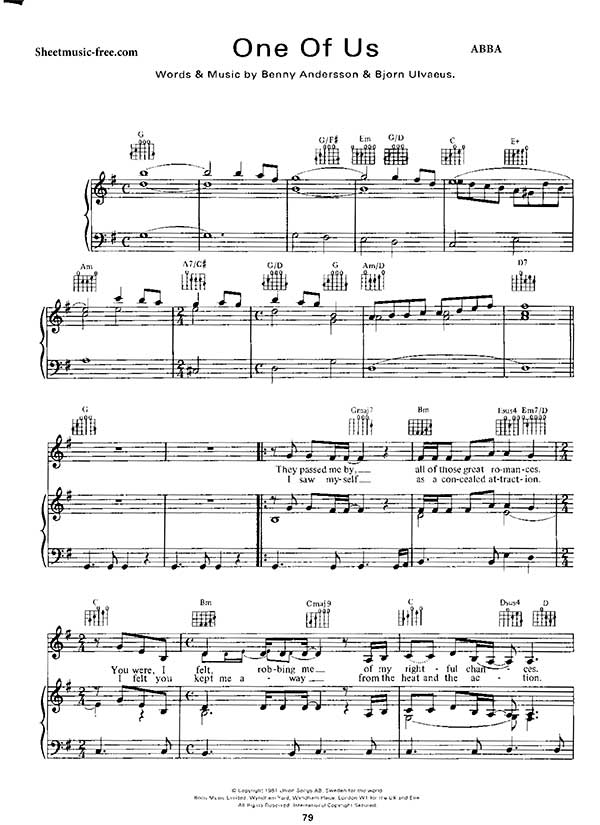 One Of Us Sheet Music Abba Piano Sheet Music Free pdf