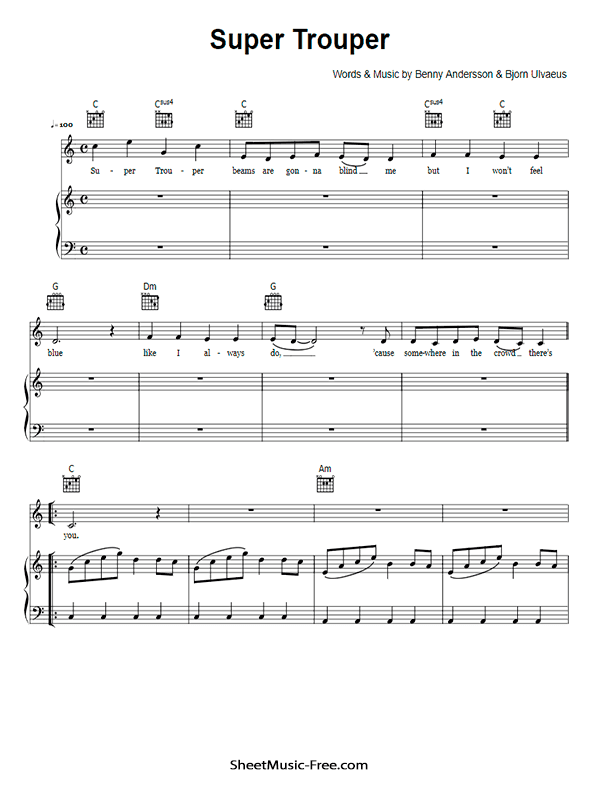 Super Trouper Sheet Music ABBA PDF Free Download