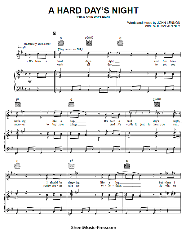 A Hard Day's Night Sheet Music PDF The Beatles Free Download