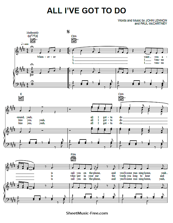 All I've Got To Do Sheet Music PDF The Beatles Free Download
