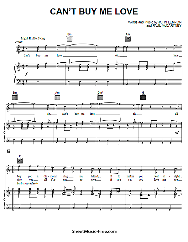 Can't Buy Me Love Sheet Music PDF The Beatles Free Download