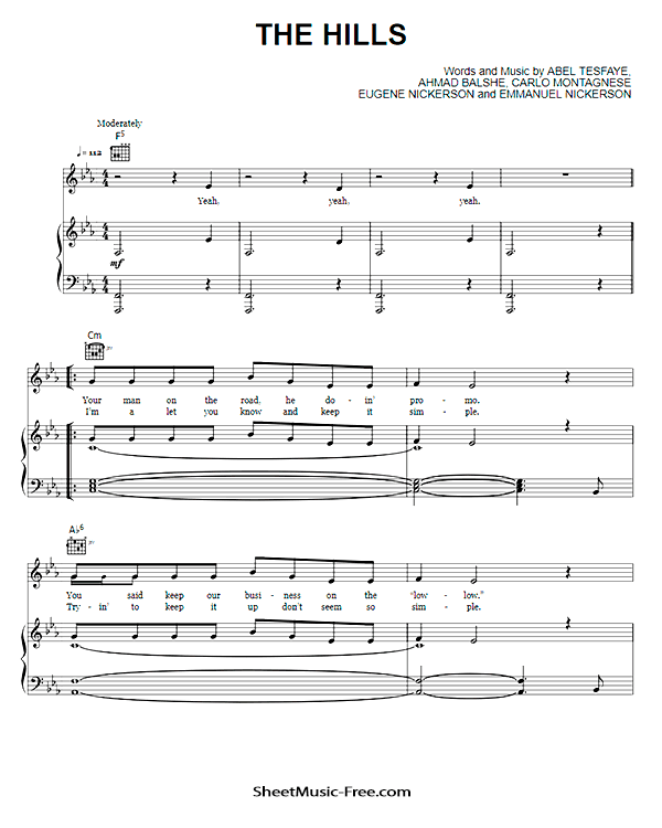 Download The Hills Piano Sheet Music PDF The Weeknd