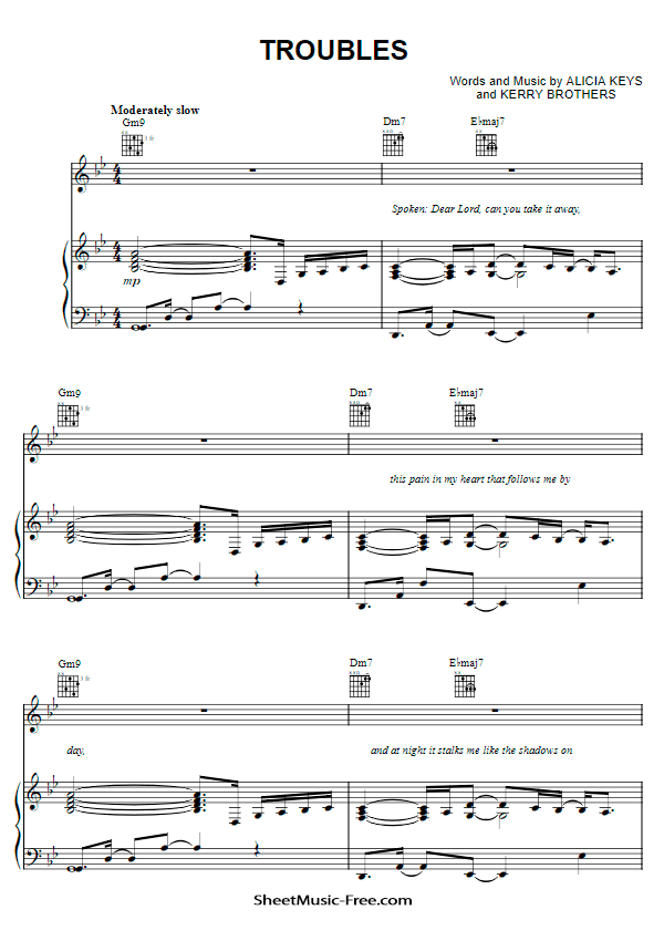 Troubles Sheet Music PDF Alicia Keys Free Download