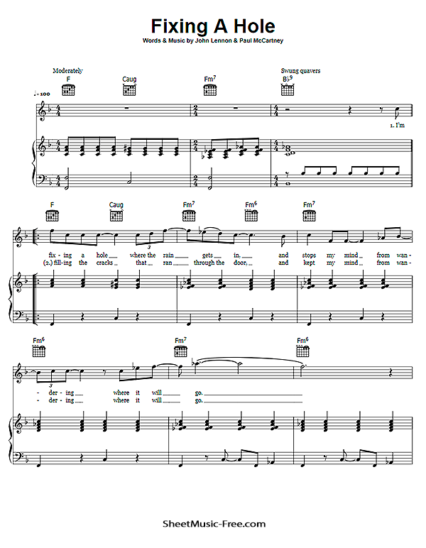 Fixing A Hole Sheet Music PDF The Beatles Free Download