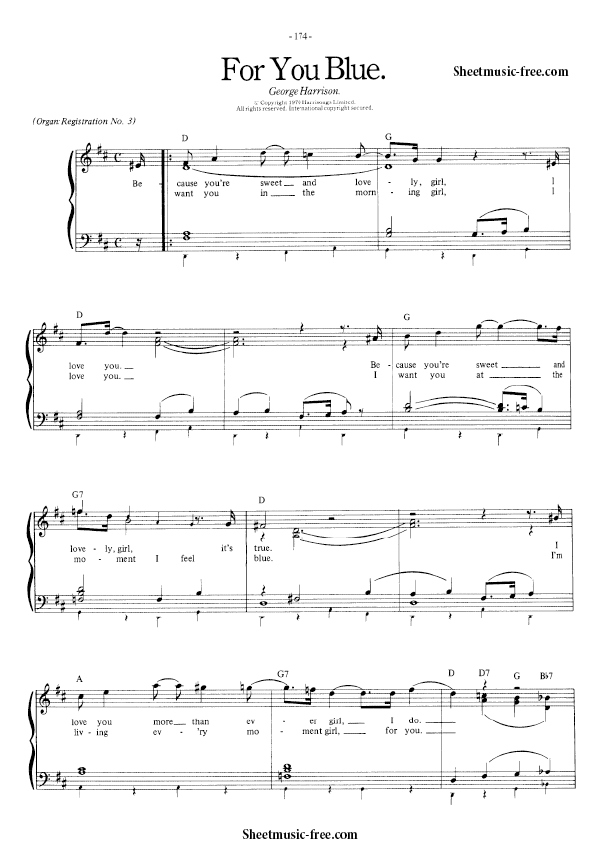 For You Blue Sheet Music PDF The Beatles Free Download