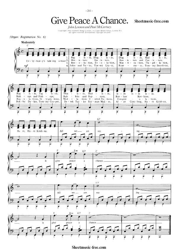 Give Peace A Chance Sheet Music PDF The Beatles Free Download
