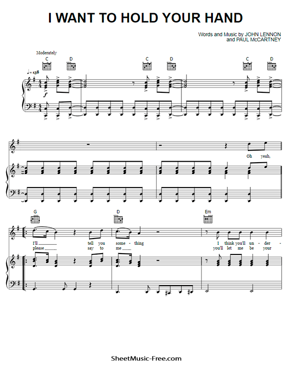 I Want To Hold Your Hand Sheet Music PDF The Beatles Free Download