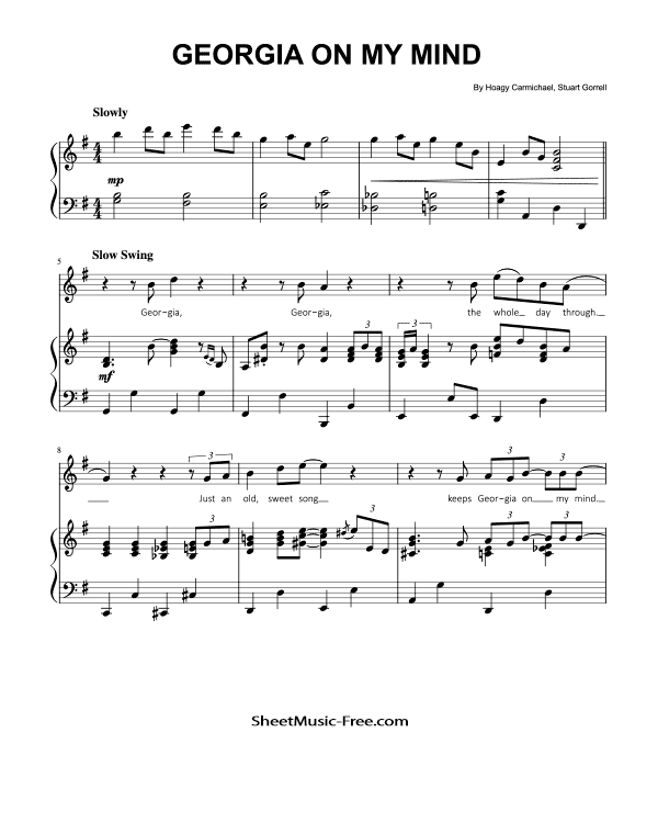 Georgia On My Mind Piano Sheet Music Ray Charles