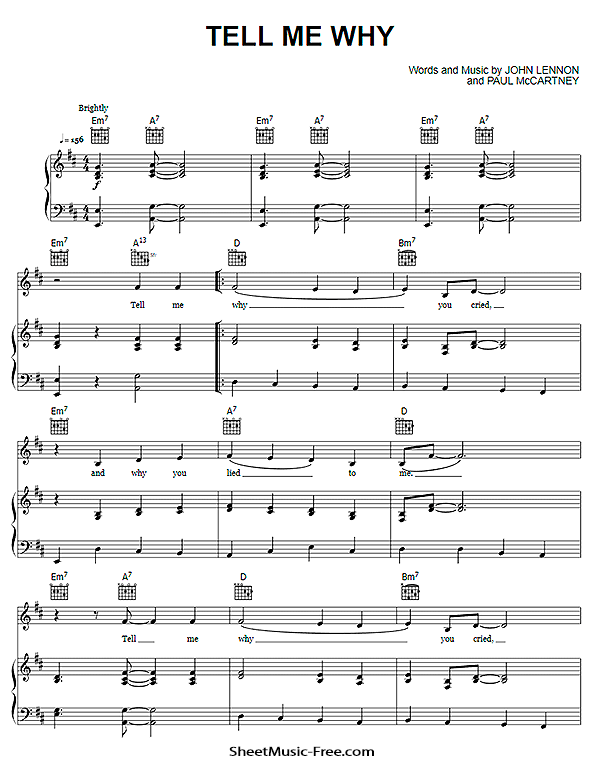 Tell Me Why Sheet Music PDF The Beatles Free Download